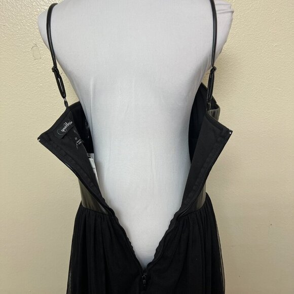 Speechless Juniors' Pleather Corset Top Fit & Flare Dress Sz 11 Black Mesh - Picture 6 of 11